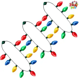 3 Packs Christmas Necklace LED Light Up Necklaces 9 Bulbs LED Holiday Party Favor Costume Accessories for Christmas Xmas Favor Party Supply