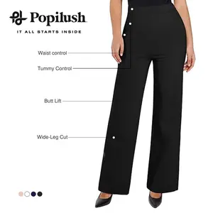 Popilush Shapewear Freedom Tummy Control Flare-Leg Ponte Pants Chic Nylon