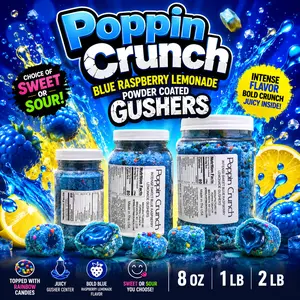 Poppin Crunch Intense Blue Raspberry Lemonade Gushers - Choice of Sweet or Sour