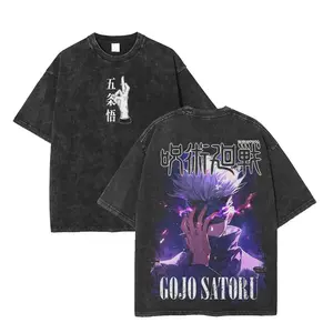 valentine shirts Gojo Satoru The Honored One purple JJk Jujutsu Kaisen Anime Manga 2 sided Washed T-shirt, Hoodie Cotton Unisex graphic tee 90s Top
