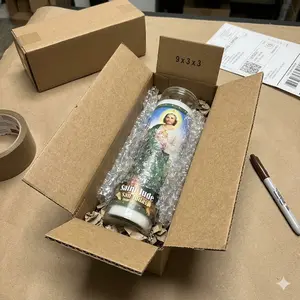 Set of 3 St Jude Prayer Candles, White Wax, 8inch Candles