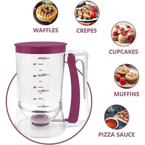 Lmetjma Pancake Batter Dispenser, Pancake Cupcake Batter Dispenser with Measuring Label, Cookies Cream Dispenser