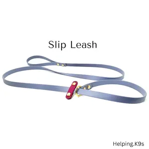 Slip BioThane® Dog Leash – Custom Waterproof Training Leash, 5/8" or 3/4" Wide, Two-Tone Options, Brass Hardware, Handmade in USA