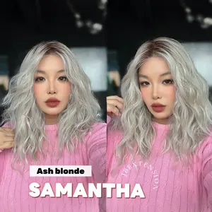 JBEXTENSION SAMANTHA MONO Full Monofilament Handmade Full Lace Full Hand Tied Wig 17 Inches Mono Lace Handmade Futura Fiber Wig with Anti-slip Silicone Strips Glueless Wig SAMANTHA MONO【BENDY EAR TABS】