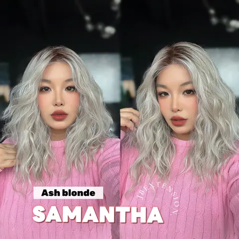 JBEXTENSION SAMANTHA MONO Full Monofilament Handmade Full Lace Full Hand Tied Wig 17 Inches Mono Lace Handmade Futura Fiber Wig with Anti-slip Silicone Strips Glueless Wig SAMANTHA MONO【BENDY EAR TABS】