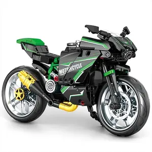 Motorcycle Building Blocks Set DIY Construction Toy STEM Moto Model Bricks Assembly Kit for Kids Gift
