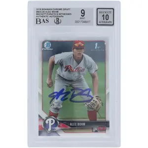 Alec Bohm Philadelphia Phillies Autographed 2018 Bowman Chrome Draft #BDC-25 Beckett Fanatics Witnessed Authenticated 9/10 Card - Fanatics Authentic Certified