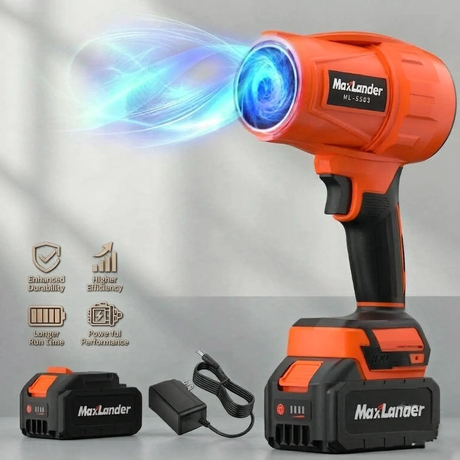 MAXLANDER  Cordless Leaf Blower , Ultra-Lightweight One-Handed，3.0Ah Battery & Charger Design for Yard Debris, Lawn Care & Patio Dust Removal