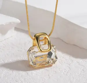 N229- Luxury 18K Gold Plated Stainless Steel Zirconia Necklace!