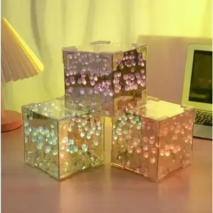 Handmade DIY Tulip Flower Cube Night Light GT Full Set of Material Package Room Decoration Couple Birthday Gift Night Light