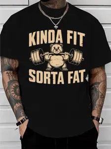 Funny Weightlifting Bear Tee – 100%25 Cotton Heavyweight Oversized Gym Shirt graphic tees boxy  fit  shirt