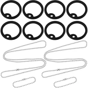 8 Pcs Dog Tag Silicone Silencer Engraved Dog Tag with 4 Stainless Steel Chain Black  Dog Tags Cover Rubber ID Tag Protector for Dogs Pets Collar Reduce Noise