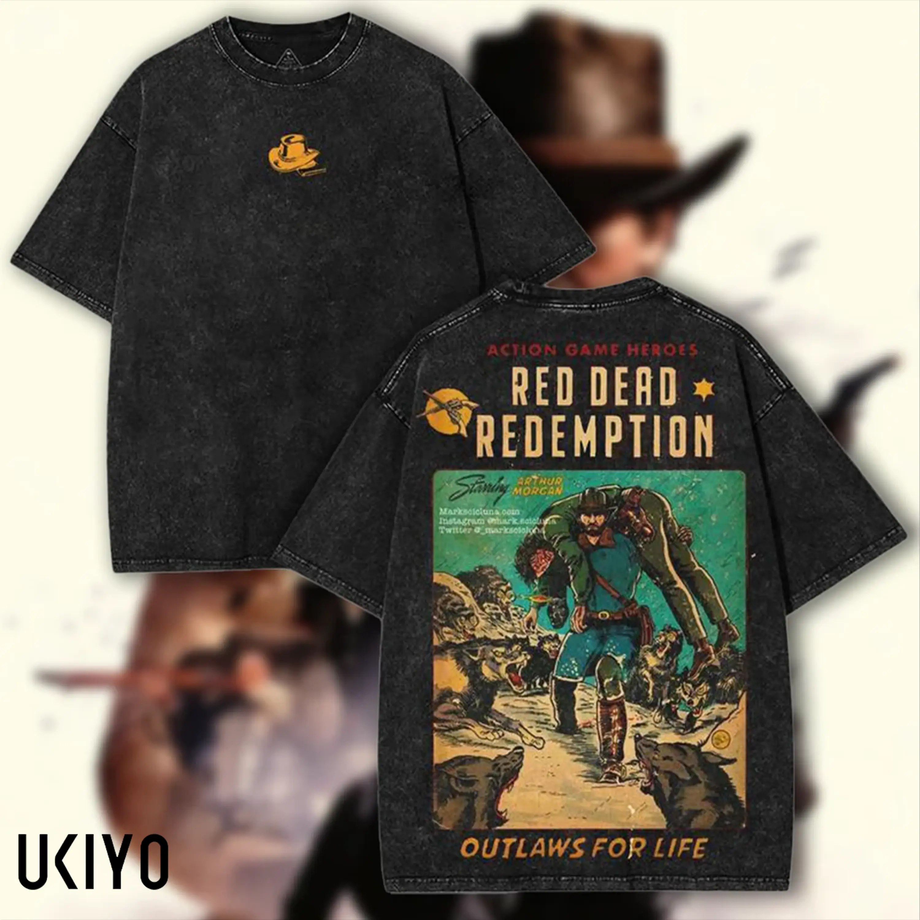 Arthur Morgan Outlaw For Life Vintage Oversized Washed Tshirt Red Dead Redemption 2 Heavyweight Cotton Graphic Tee RDR2 Rockstar Games Merch