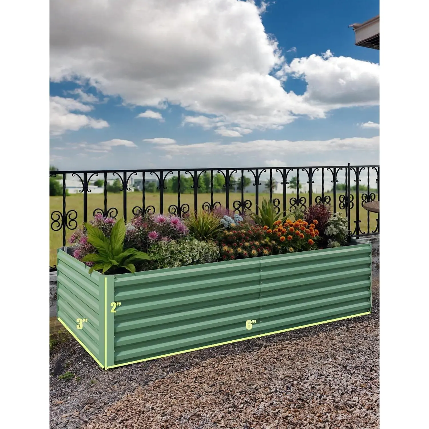 Garvee Tall Galvanized Metal Elevated Planting Box - Large Capacity Square Outdoor Planter for Vegetables, Flowers, Herbs - Multiple Size Options, Elevated Planting Boxes, Outdoor Planters