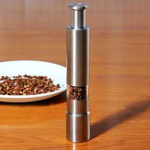Spice Grinder, Easy Thumb Press Pepper Mill, Stainless Steel Manual Pepper, Perfect for Cooking, BBQ, Meal Prep & Fresh Seasoning