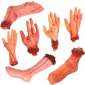 Halloween Horror Props Bloody Fake Arm Hand Creepy Finger Foot Scary Leg Brain Halloween Party Decoration Supplies