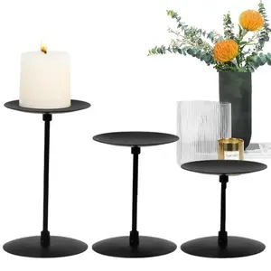 RETRO IRON TALL PILLAR CANDLE HOLDER