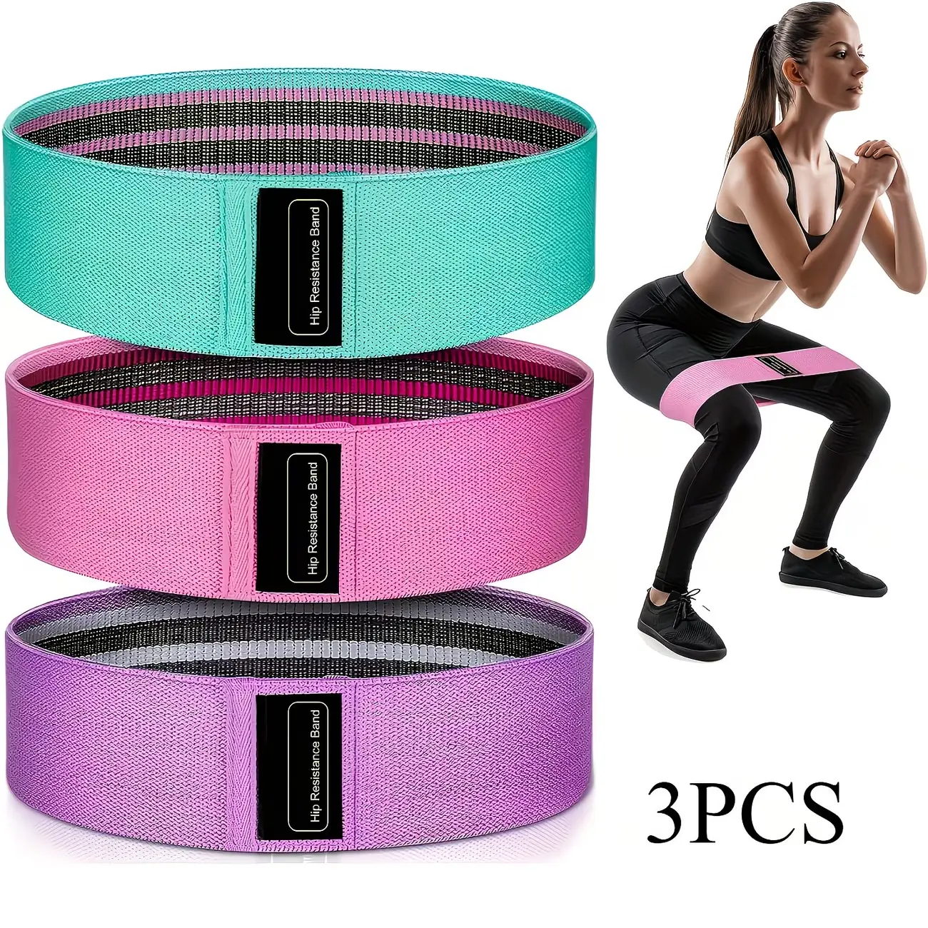 3pcs Leg and Butt Lifting Non-Slip Resistance Bands - High-Elasticity Acrylic Fabric, Multi-Layer Tension, Suitable for Butt Lifting, Squats, Bodybuilding, Strength Training, Pink, Purple, Green
