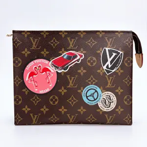 Pre-owned Louis Vuitton canvas Clutches & Wristlets Monogram World Tour Toiletry Pouch