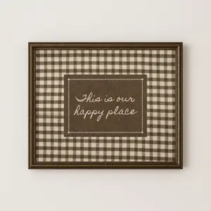 Rustic Gingham Home Quote Wall Art Warm Welcome Cozy Farmhouse Entryway Decor