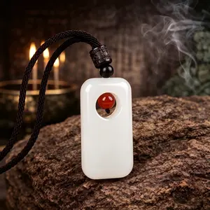White Jade "Turning Luck" Safety Amulet Pendant - Minimalist Unisex Taoist Feng Shui Talisman for Good Fortune, Balance, Endless Cycle, Transformation，Accessory