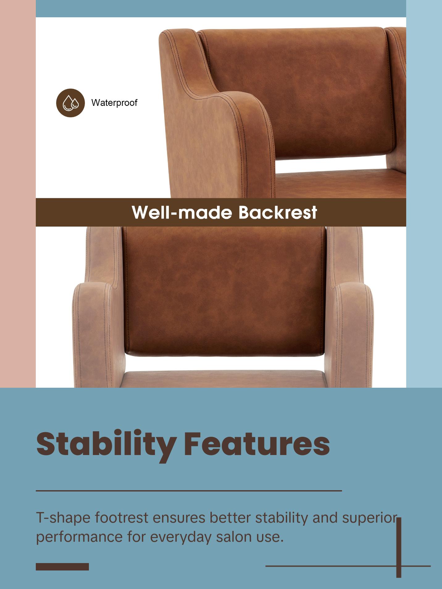 BarberPub Salon Chair for Hair Stylist, Hydraulic Barber Styling Chair Brown 3802