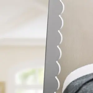 Emmeline Scalloped Rectangle Floor Mirror in Light Gray