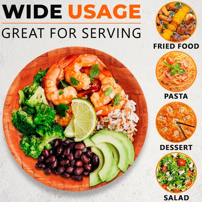 6Pcs Wooden Salad Bowl Set - Decorative Bowls for Kitchen - Large Serving Bowls for Entertaining - 8 Inch Fruit Bowl for Kitchen Counter - Tableware