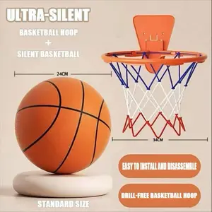 DunkMaster Pro Regulation-Size 24cm Ball & 34cm Hoop Wall Mount, Silent Slam Silence, Easy to Install, No-Drill, Ideal for Kids' Rooms