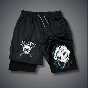 Demon Slayer Hashibira Inosuke 80s 90s summer men shorts for men jorts outfit men graphic shorts Double-layer sports shorts Comfortable short shorts summer