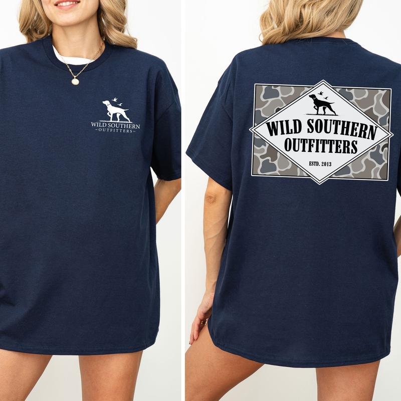 Wild Southern Camo Shirt, Classic Outdoor T-shirt, Simply Printed Graphic Shirt, Daily Casual Cotton Womenswear