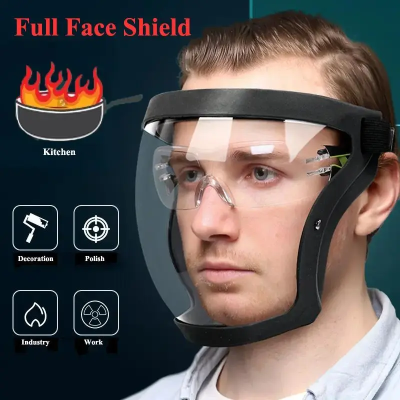 Clear Full Face Dust Mask Shield with Adjustable Band, Anti-Fogging & Curved Fit for Grinding, Cutting, Woodworking, Home Decoration tiktokshopspringglowup