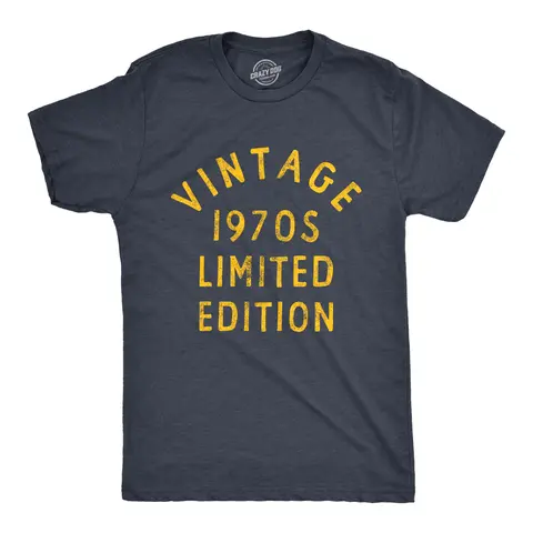 Mens Vintage 1970s Limited Edition T Shirt Funny Cool 1970 Theme Classic Tee for Guys Mens Funny T Shirts Cool Vintage Graphic Tees Funny Vintage Short Sleeve Novelty Tees for Guys Navy