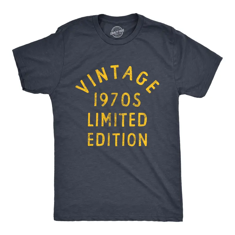 Mens Vintage 1970s Limited Edition T Shirt Funny Cool 1970 Theme Classic Tee for Guys Mens Funny T Shirts Cool Vintage Graphic Tees Funny Vintage Short Sleeve Novelty Tees for Guys Navy