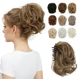 Hair Bun Clip Realistic Fluffy Lazy Bun for Women Natural Hair Bun Ponytail Clip in Multiple Colors hair  topper frontal  ponytail DIY Messy Piece with Claw Synthetic Hairpiece Set