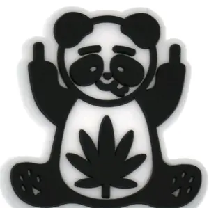 Panda Four Twenty Shoe Charms - Black Design Featuring Panda Character and Leaf for Footwear Comfort