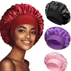 Solid Color Satin Sleeping Bonnet, Adjustable Hair Bonnet, Soft Satin Heatless Styling Tool for Natural Hairstyles and Curly Hair, Fashionable Hair Accessories for Women & Men