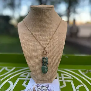 African Turquoise & Green Aventurine Copper Pendant Necklace