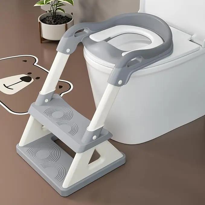 Easily Folded TinyGo 2-in-1 Potty Training Seat with Step Stool Ladder Adjustable Foldable Design Anti-Slip Pad Splash Guard for Toddlers Boys Girls S