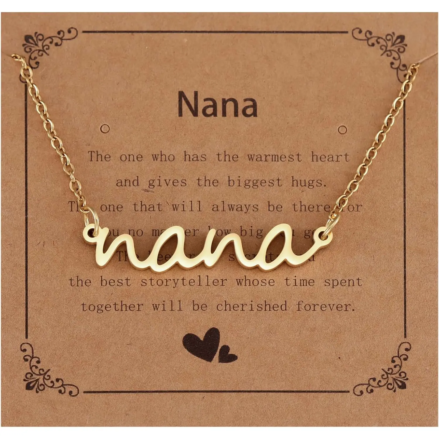 Nana Necklace for Women Gold from Grandkids Grandson Grandma Birthday Unique Gift Nana Jewelry