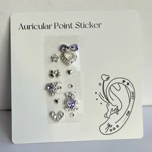 Lulupop Ear Seeds Jewelry Non-Piercing Magnetic Ear Seeds Jewelry – Purple Crystal Heart, Bow, Teddy Bear & Star | Auricular Point Stickers for Relaxation & Cute Aesthetic clip-on earrings Ear Seed Earrings