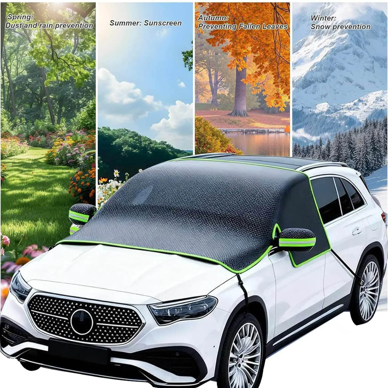 Car Windshield Protector Cover, Waterproof for Snow Ice Frost Dust Rain, All‑Season Outdoor Wind Screen