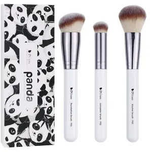 DUcare Makeup Brushes 3count Foundation Contour Brush& Concealer Brush& Blusher Brush Face Kabuki Blush Bronzer Travel Buffing Stippling Contour Liquid Blending Makeup brush set White