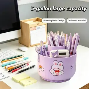 360° Rotating Desk Organizer - 5 Slots Pen Holder for Stationery & Cosmetics，Desk Organizer for Students & Office Workers makeup Desk Accessory Set Desk Letter Tray