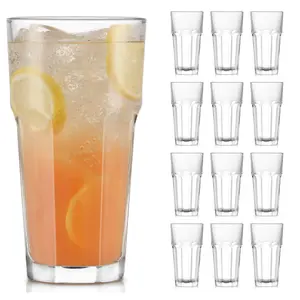 Libbey Gibraltar DuraTuff Thick Drinking Glasses Set of 12, 16 Oz Restaurant Style Drinking Glassware, Glass Cups Set for Family Gatherings, Parties