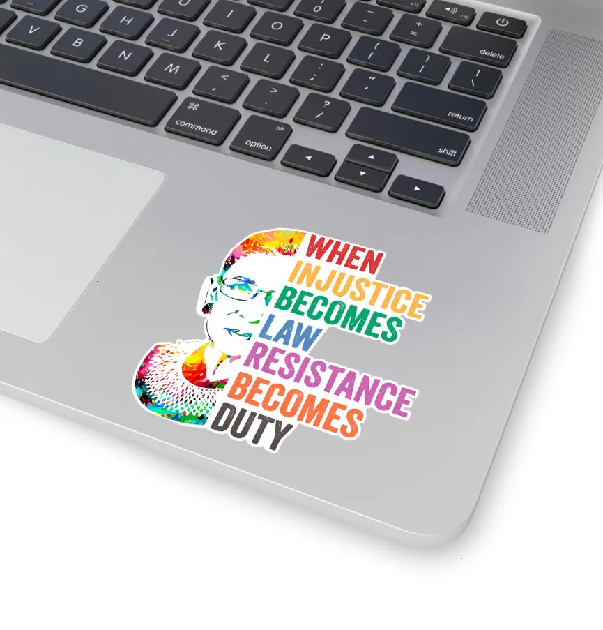 When Injustice Becomes Law Resistance Becomes Duty Sticker Car Sticker, Human Rights, S0cial Justice, Equality, Waterbottle, Kindle Sticker