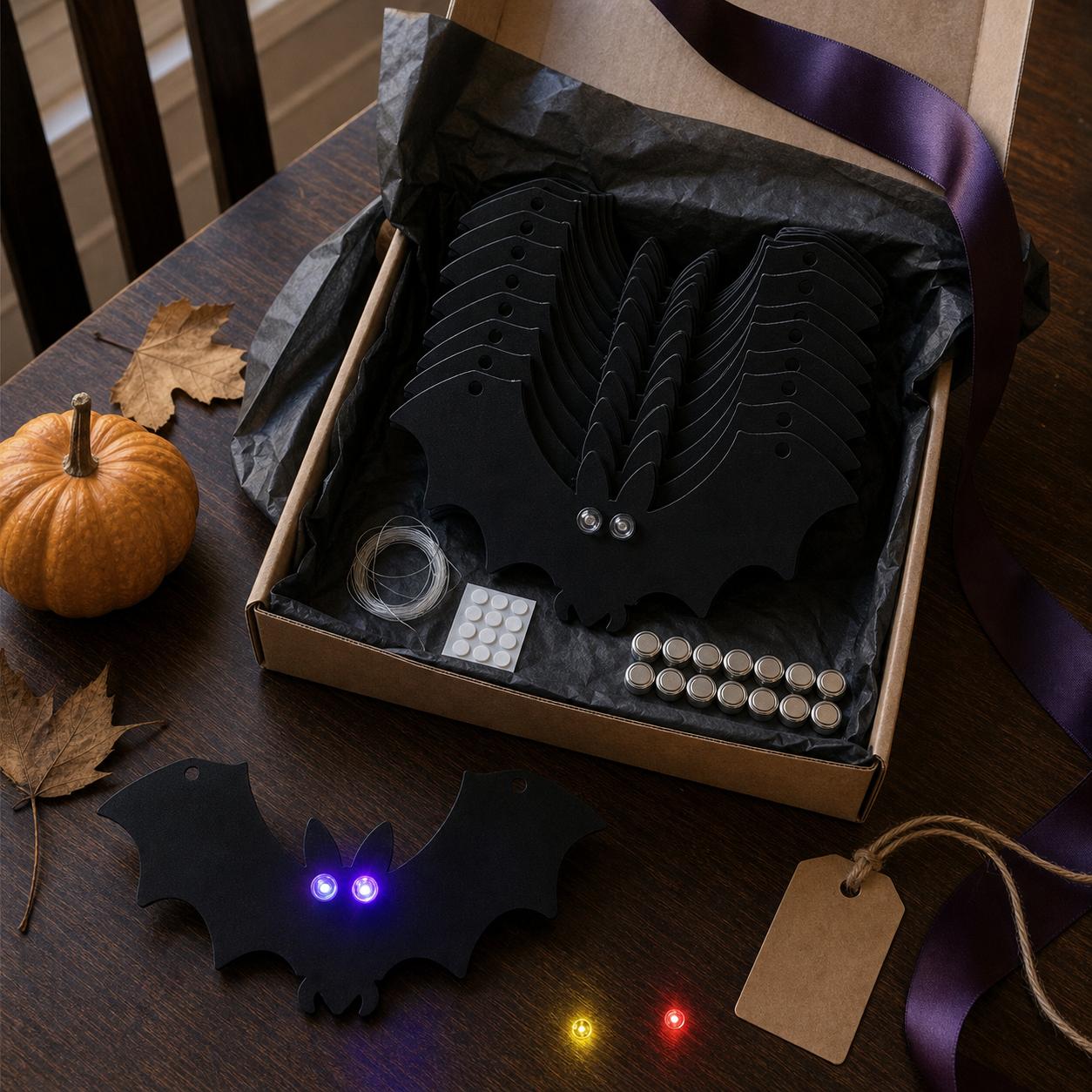 12PCS Bat Light Design LED Decorations 12pcs/24pcs/36pcs Set Spooky Ornaments for Home Party Festival Halloween Easy Install Wall Stickers Smooth Application - Decorative(Non-remote)