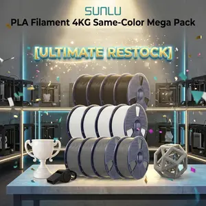 [ULTIMATE RESTOCK] SUNLU PLA Filament 4KG Same-Color Mega Pack (1kg x 4 Rolls) | FBT Next-Day Shipped | High-Speed 3D Printing Material Black/White/Grey for Studios & Makers