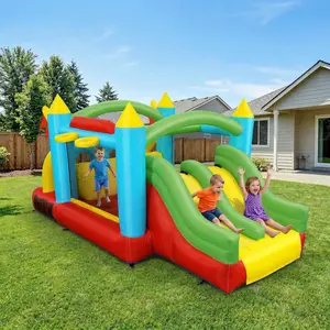 Whubefy Inflatable Bounce House for Kids Ages 3-12, with Blower, Crawl Tunnel, Double Slides and Basketball Hoop. Multifunctional for Climbing, Jumping, Boxing, Indoor & Outdoor Play, Perfect Birthday & Holiday Gift for Children