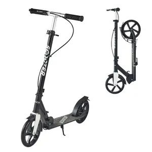 VEVOR Kick Scooter for Kids Ages 8+, Teens Adults, 2-Wheel Toddler Scooter with Adjustable Height Handlebar, Wide Anti-Slip Deck, Foldable Lightweight for Boys Girls up to 220 lbs, Black+ Silver